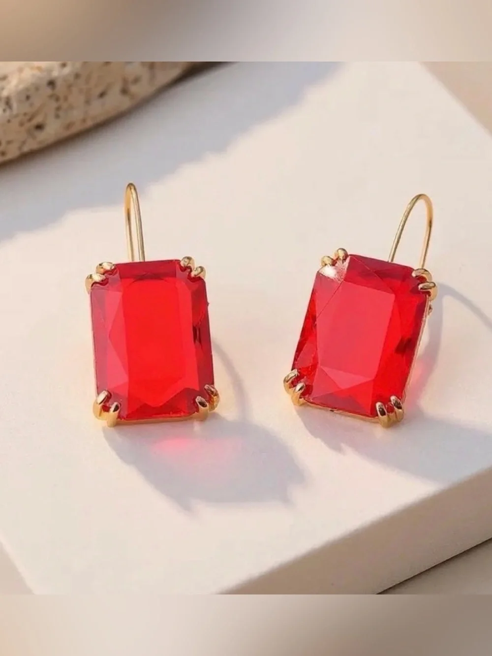 Red Glass Drop Earrings